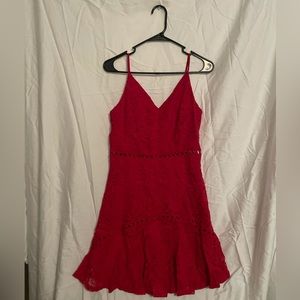 Miami Red Lace Sheer Detail Dress